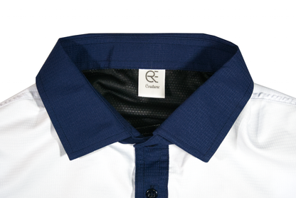 CAMISA FORMAL BLANCA MANGA LARGA (CUELLO AZUL)