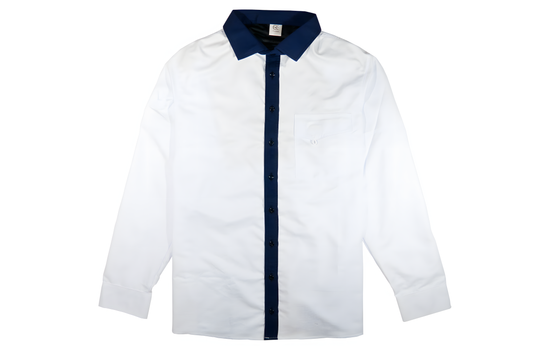 CAMISA FORMAL BLANCA MANGA LARGA (CUELLO AZUL)